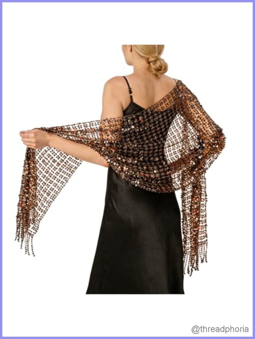 Sequin Mesh Fringe Shawl Wrap Evening Wedding Prom Party